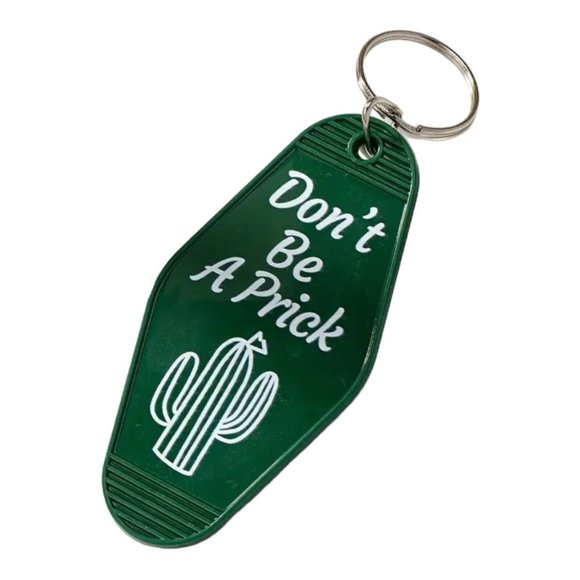 Don’t Be A Prick Cactus Retro Acrylic Hotel Motel Keychain - Picture 2 of 2